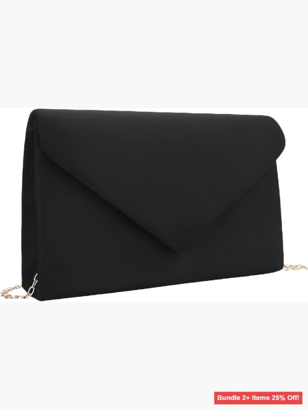 Faux Suede Clutch with Chain Strap for Formal Events Wedding Prom